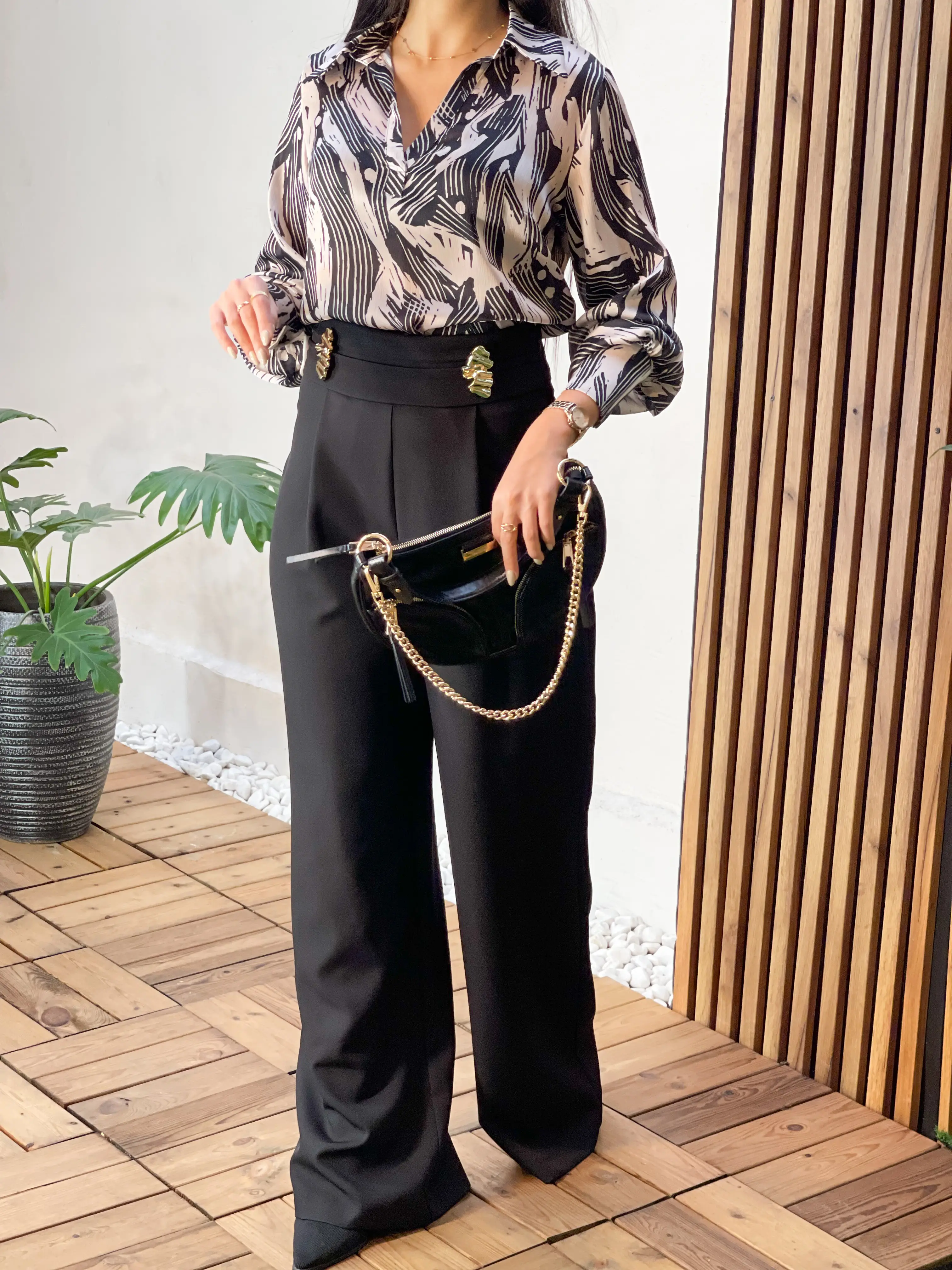 شومیز ساتن مجلسی یقه هفت اورجینال ترک طرح استورن